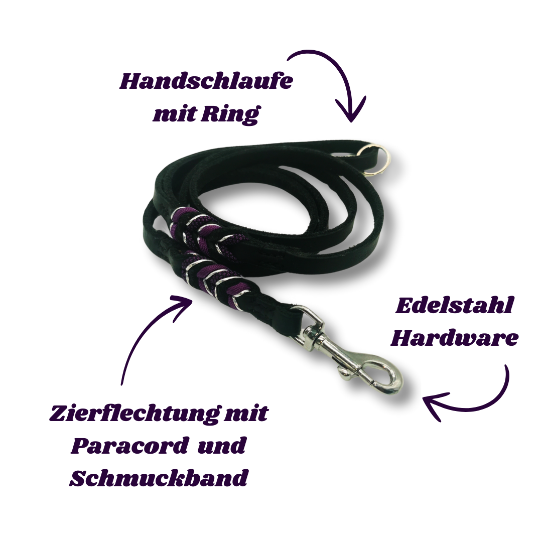 Fettleder Führleine - schwarz