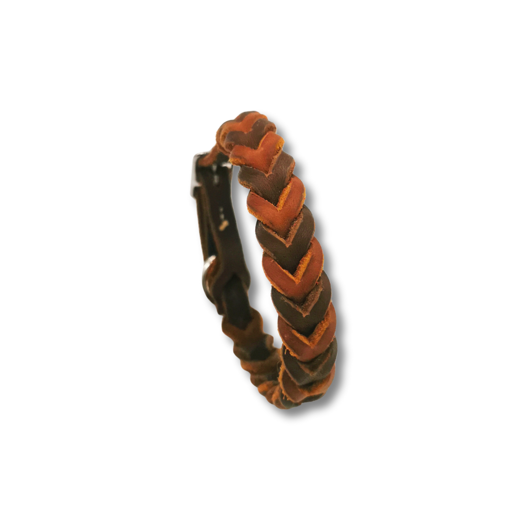 Halsband Fettleder geflochten