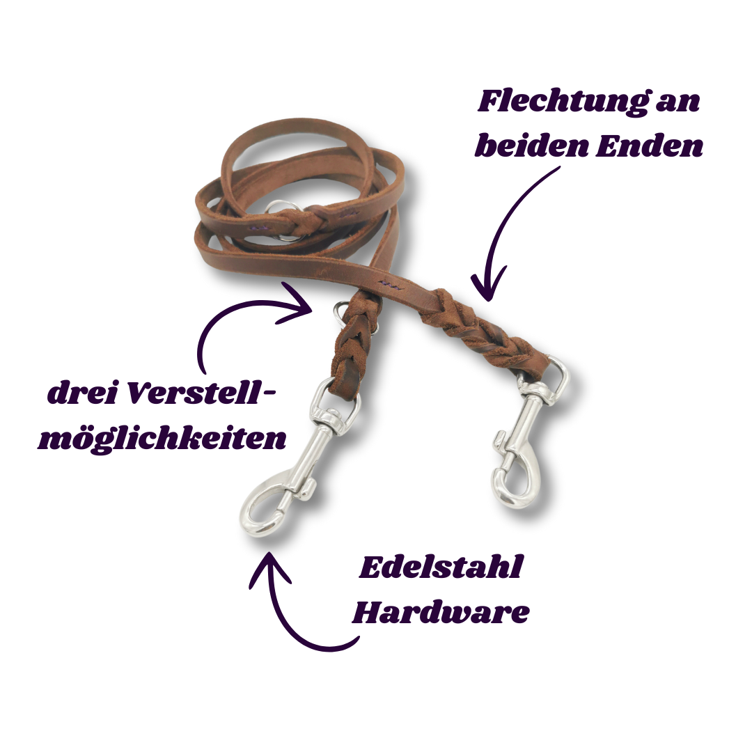 Fettlederleine 3-fach verstellbar